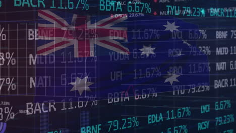 animación del procesamiento de datos sobre la bandera de australia