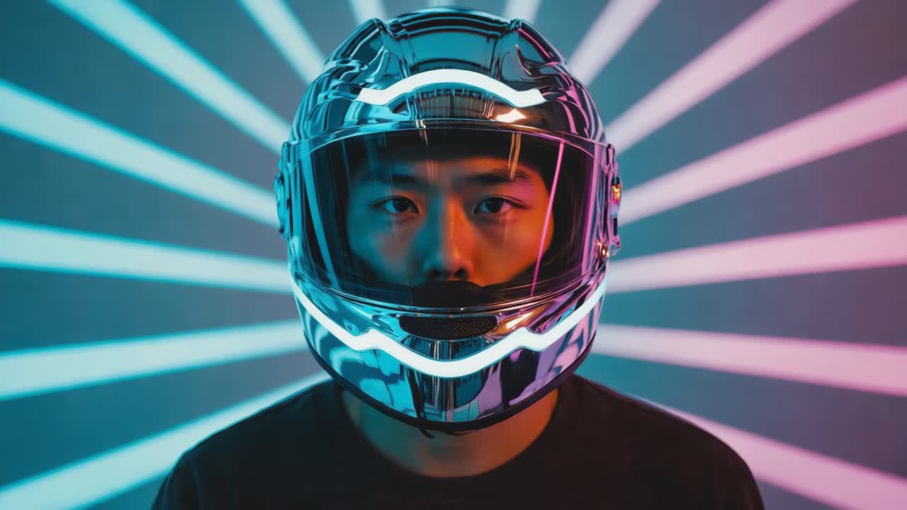 네온 오토바이 헬멧