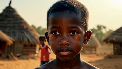 young african boy smiling in a village