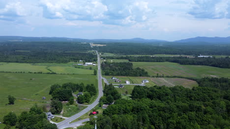 drone shot over sainte-anne-de-la-rochelle quebec canada