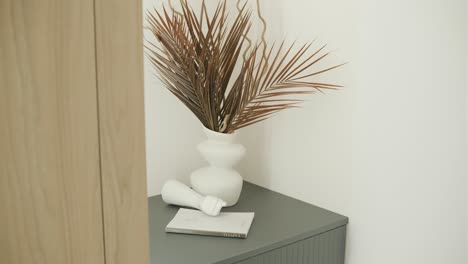modern corner decor with dried plants