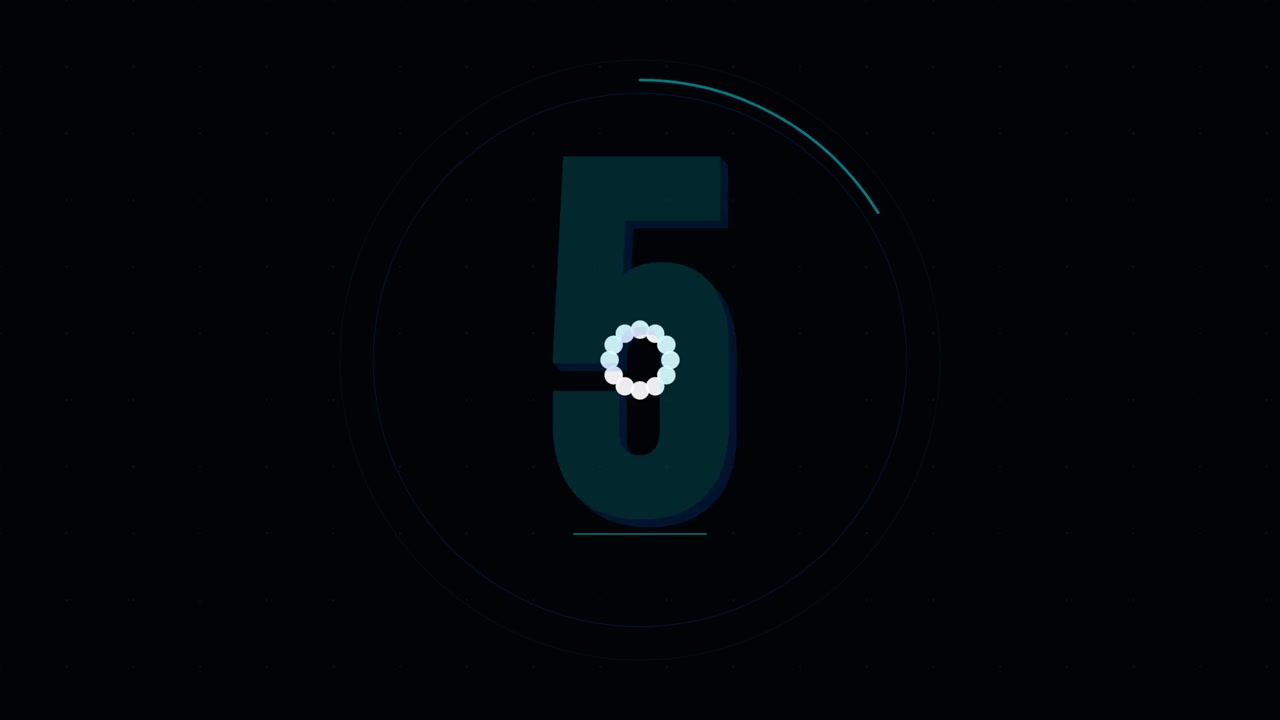 Digital Countdown Timer with Blue Numbers on Black Background