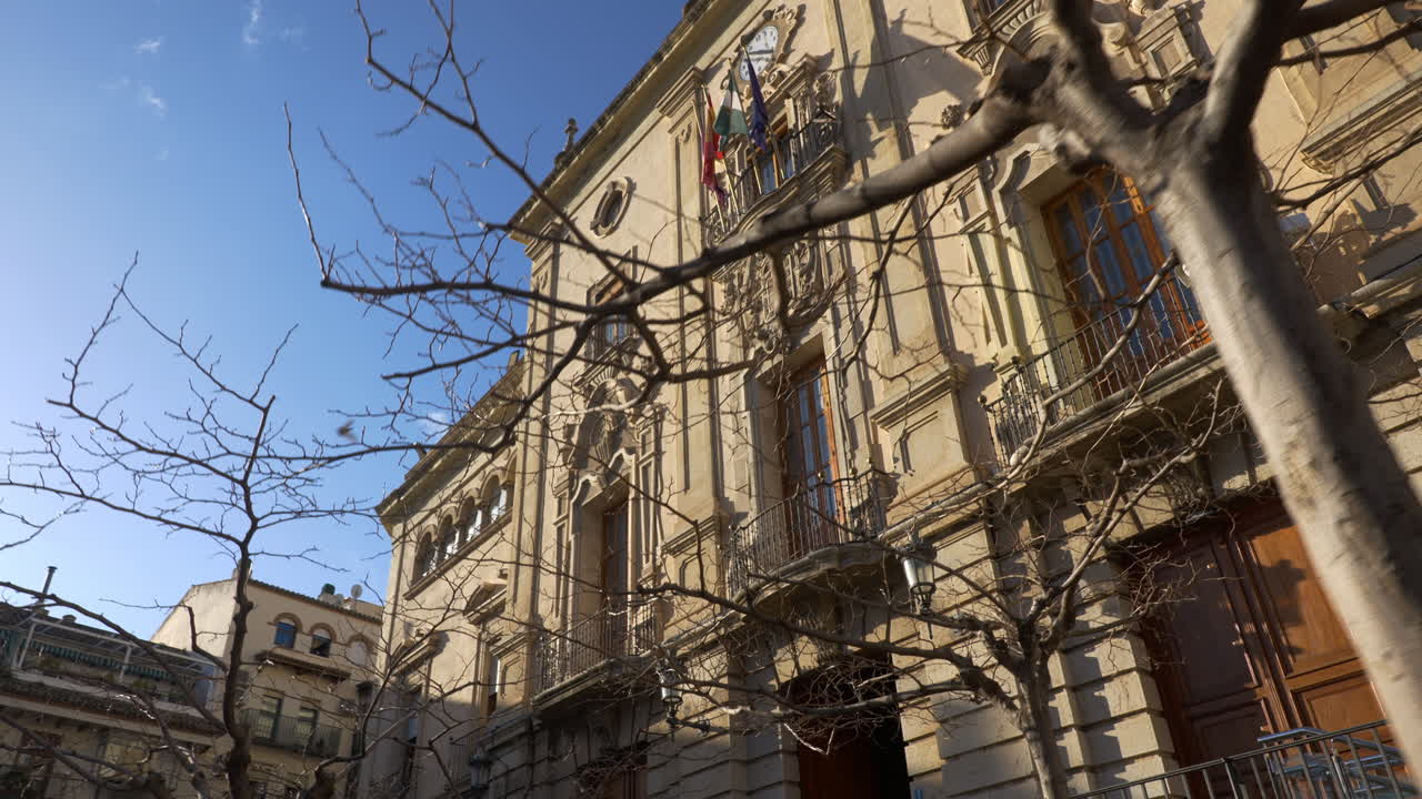 Facade of the Jaén City Hall, Andalusia, Spain. The 18th-century building is located in the Plaza de Santa María