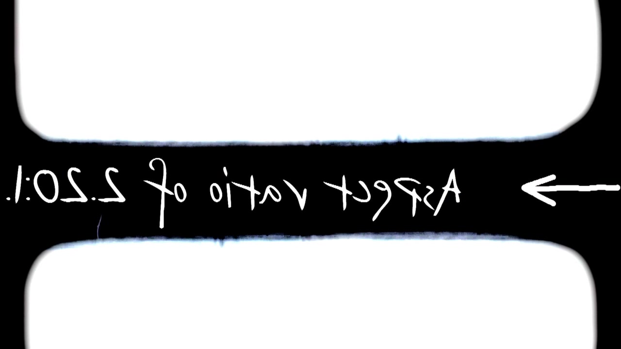 Film Leader Showing Aspect Ratio Text on Black Background