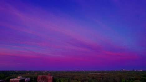 revealing chicago skyline from distant melrose park west suburb in illinois usa