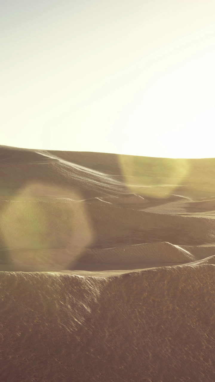 Dunes illuminated by golden sunlight at dusk in an expansive desert landscape