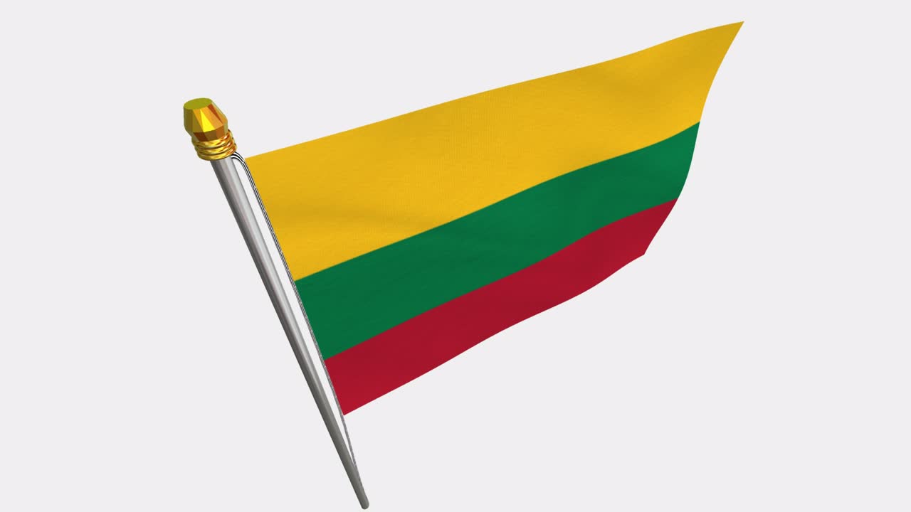 vídeo en bucle de la bandera de lituania revoloteando en el viento, vídeo en cámara lenta de 4k, con canal alfa