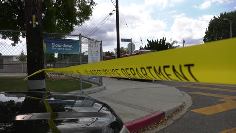 crime scene tape on police roadblock