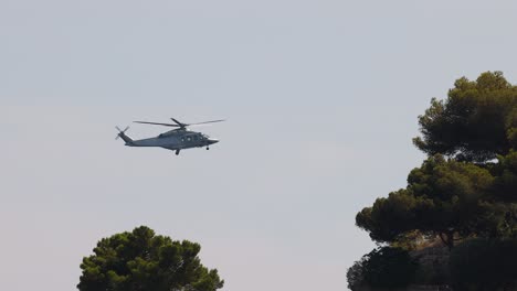 a helicopter flies over trees in monte carlo