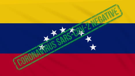 venezuela balanceando una bandera con un sello verde de libertad del coronavirus, bucle