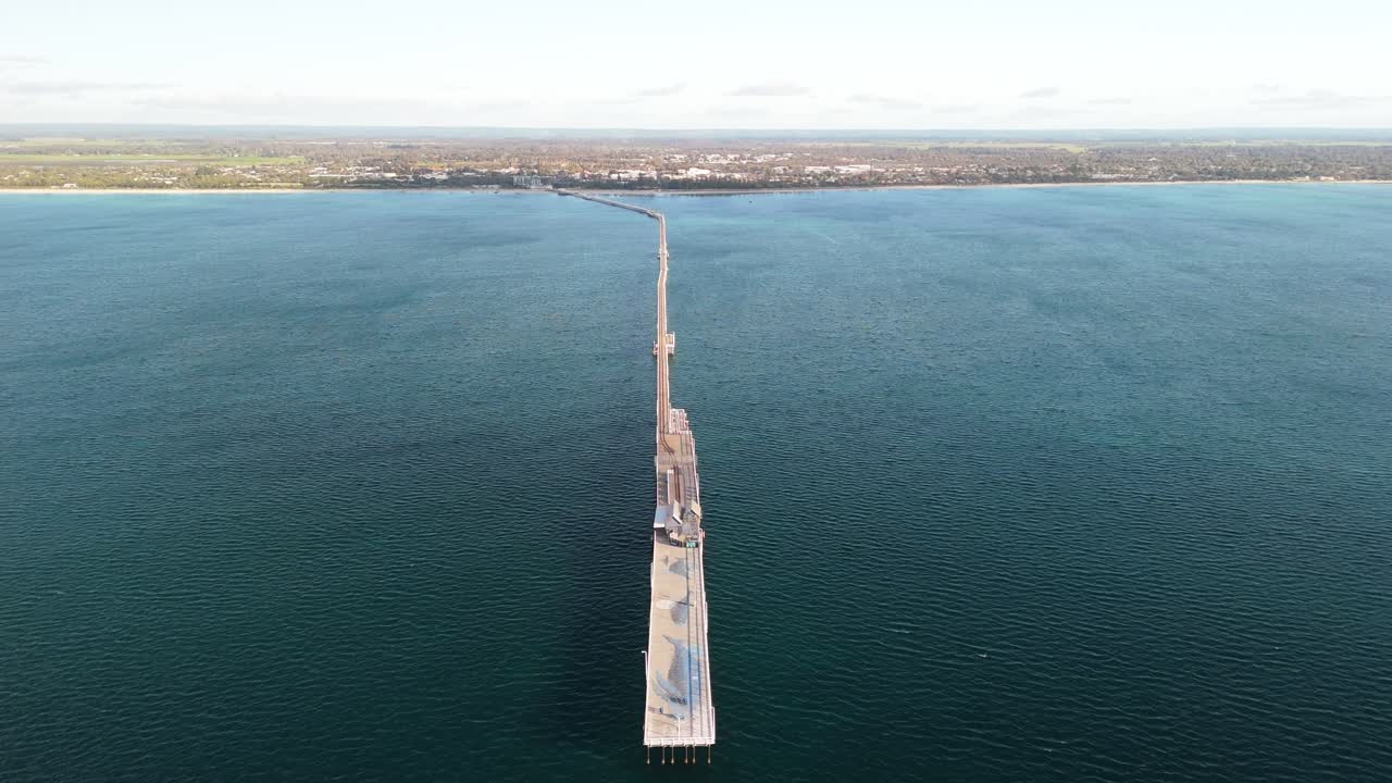 cinematic drone rise over Busselton Jetty