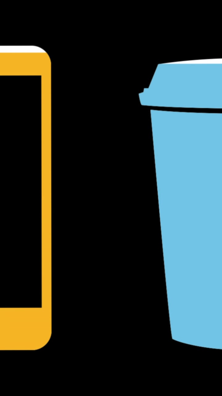 Smartphone and coffee cup filling up with colours 4k