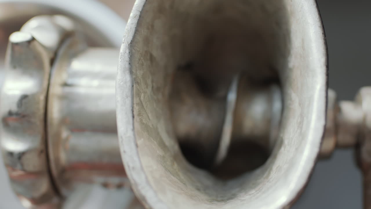 poner un pedazo de carne cruda en el molinillo de carne