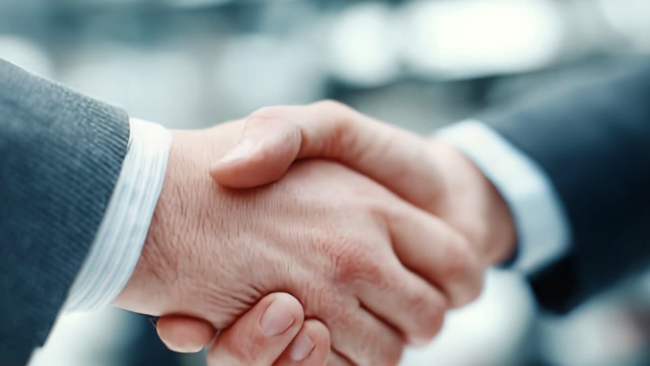 A Firm Handshake Signifying Partnership and Agreement between Two Individuals in a Professional Setting, a Universal Gesture of Trust and Collaboration in Business Interactions