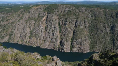 the ribeira sacra from popular tourist lookout post, wide pan down