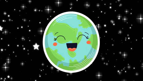 animation of laughing globe over night sky