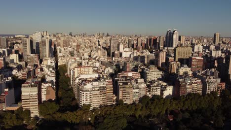 panning aerial view of buenos aires skyline