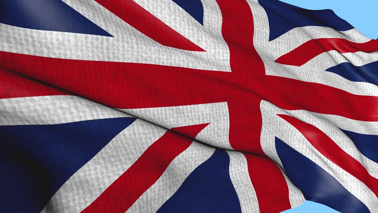 Bandeira da Inglaterra com textura de tecido balançando ao vento. Animação do símbolo nacional inglês. Vídeo em loop contínuo em fundo isolado