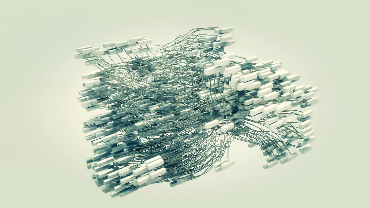 cubo pulsante y malla de alambre. animación 4k muy realista.