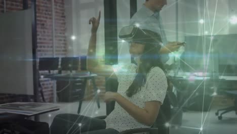 animación de la red de conexiones sobre personas de negocios en la oficina