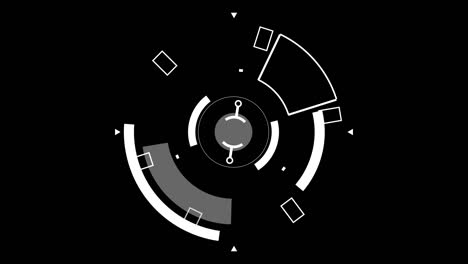 círculo hud elementos tecnológicos futuristas. elementos del círculo de ciencia ficción aparecen y desaparecen en el patrón hud. canal alfa. fondo aislado. fondo negro.