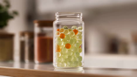 jar of colorful beads