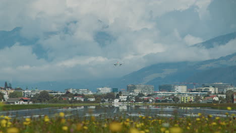 approaching aircraft in austrian alps