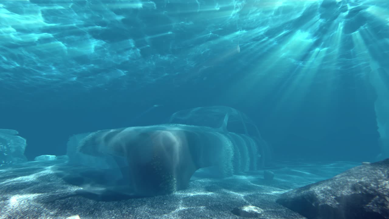 Vintage Car Wreck Underwater
