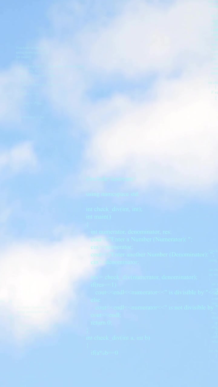 Animação de texto com termos científicos sobre arranha-céus e céu azul com nuvens