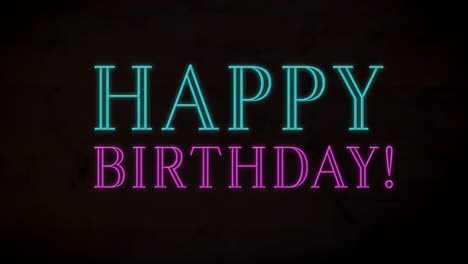 Animation-of-neon-happy-birthday-text-banner-against-black-background