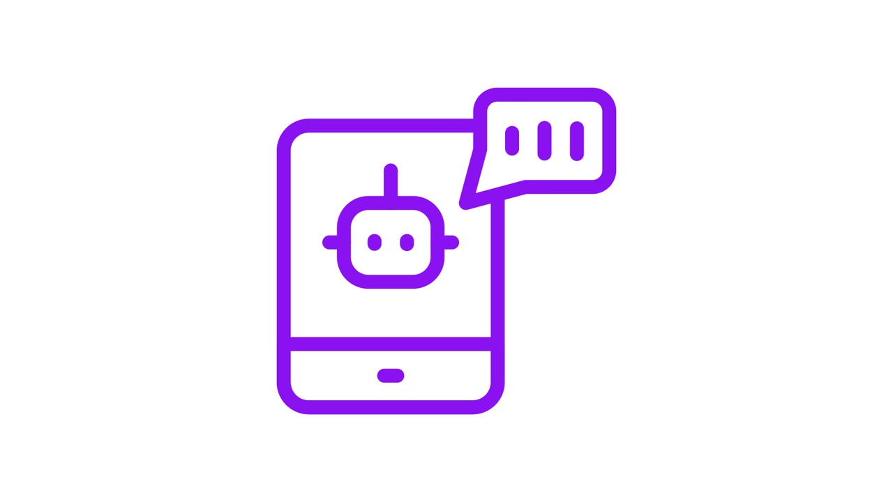 Animated Chatbot Icon with Speech Bubble on Smartphone