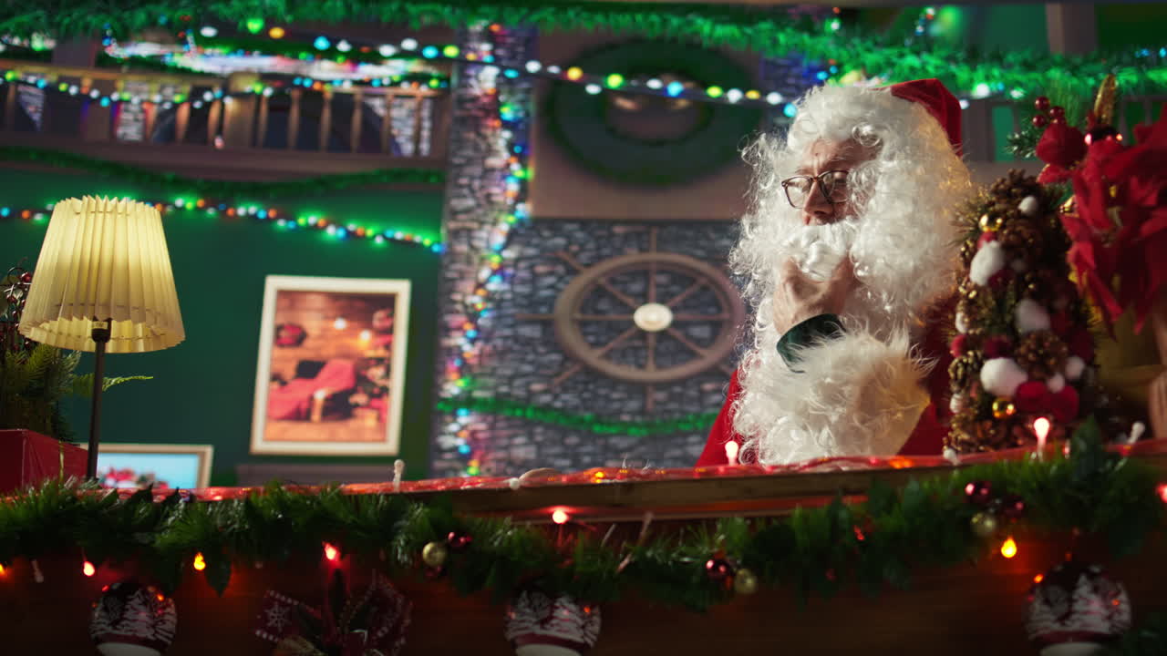 Santa Claus Reading a Letter at Christmas