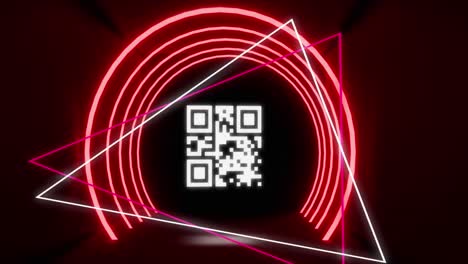 QR-Code-Scanner-Mit-Neonelementen-Vor-Schwarzem-Hintergrund