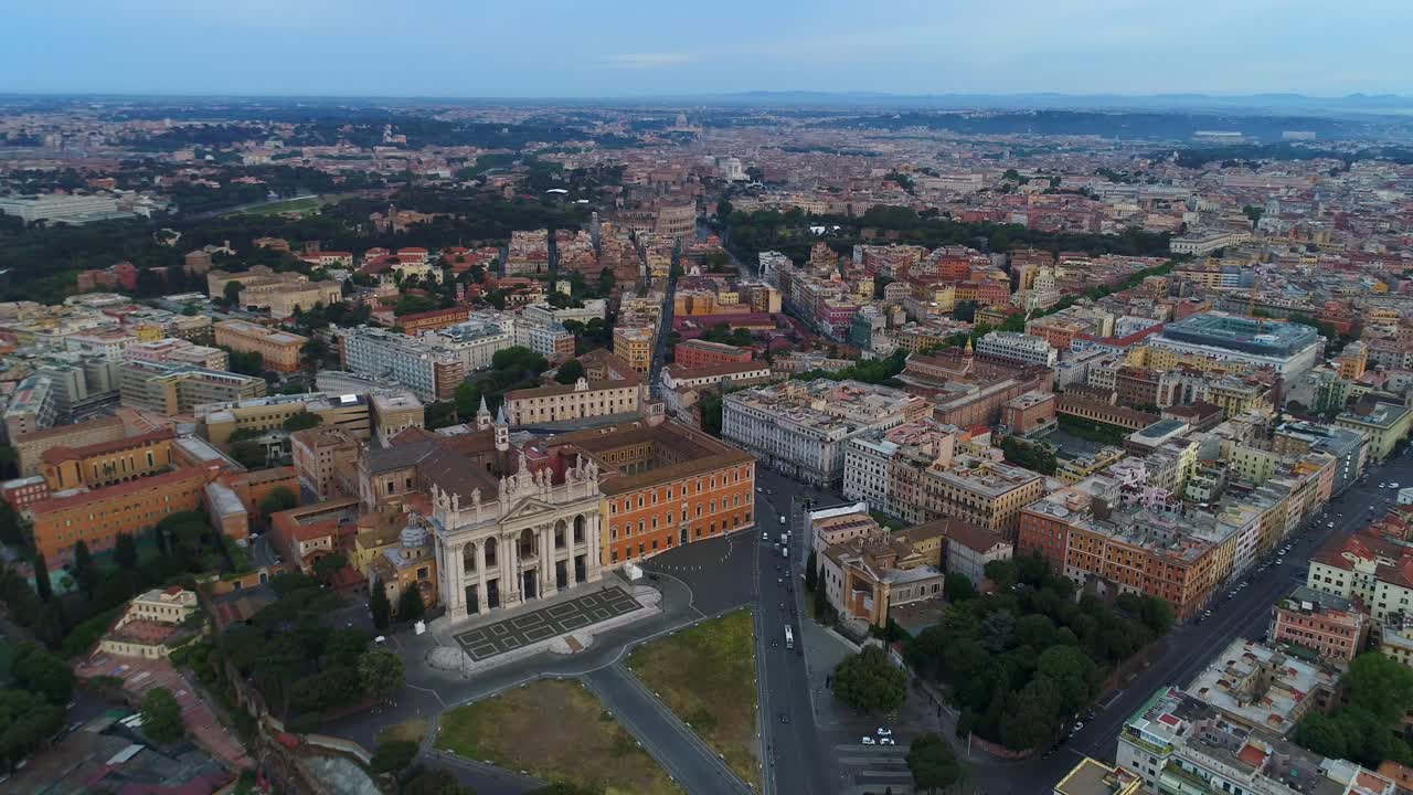 Rome Drone Aerial Helicopter Basilica di San Giovanni in Laterano Colosseum Flight Birds Eye View Tour Tourist Destination Roman Architecture Empire