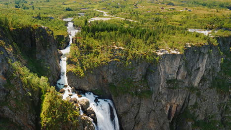 The-Famous-Waterfall-Voringsfossen-In-Norway-Impressive-Beauty-Of-Scandinavian-Nature-4k-Video