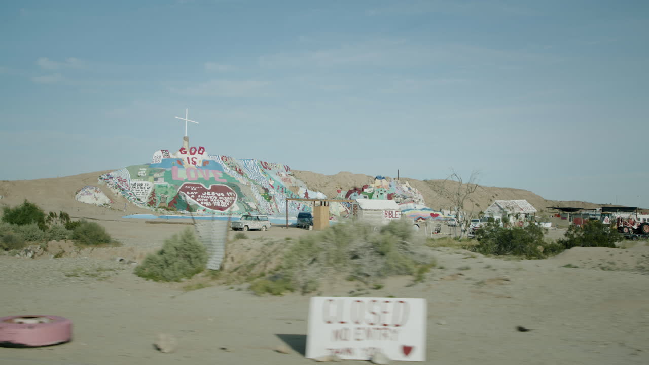 Salvation Mountain, a colorful folk art monument in the California desert