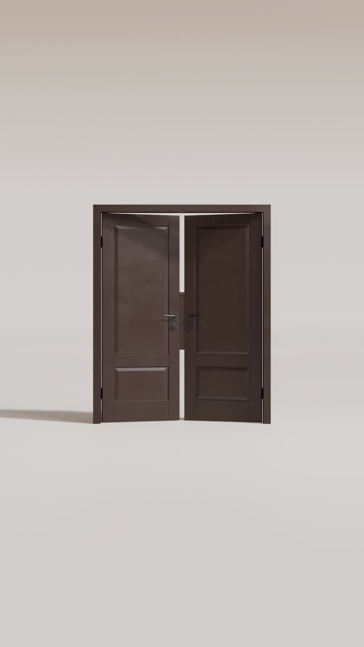 A brown double door