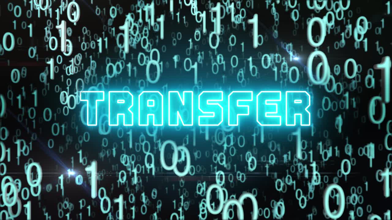 concepto de transferencia azulado con código digital
