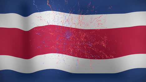 animation of fireworks exploding over flag of costa rica