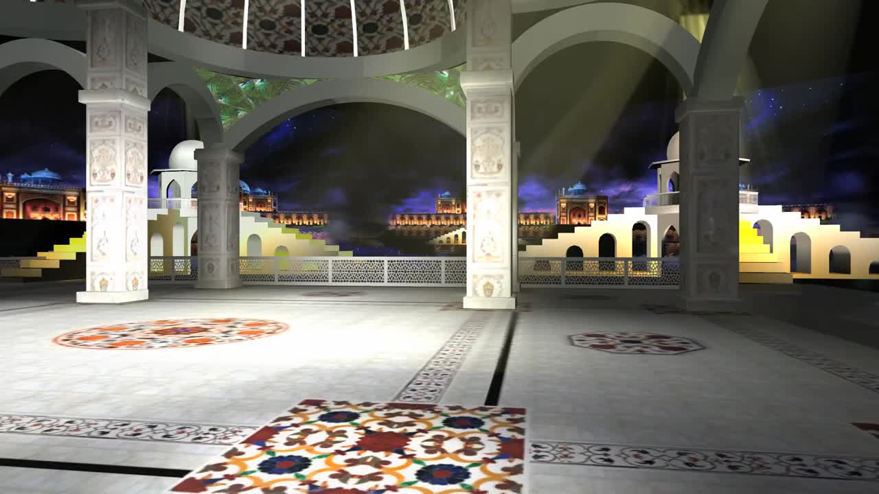 Premium stock video - 3d virtual studio set mosque background