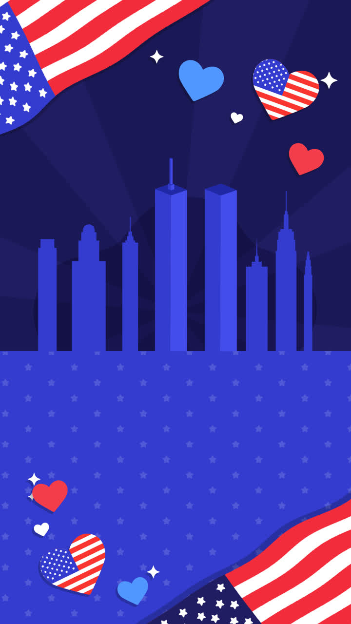 una animación de la ilustración del día del patriota del 11 de septiembre