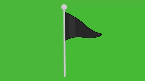 loop animation of a pennant or a black triangular flag waving from the pole