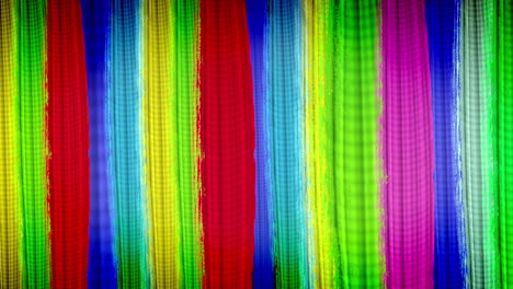 The frame is filled with colorful optimistic vertical stripes