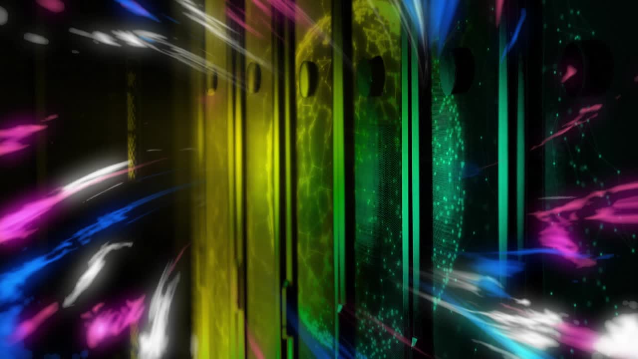 Edge streaks starting motion, brush strokes sweeping past center slat panels, highlighting planet