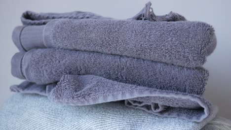 stack of gray bath towels