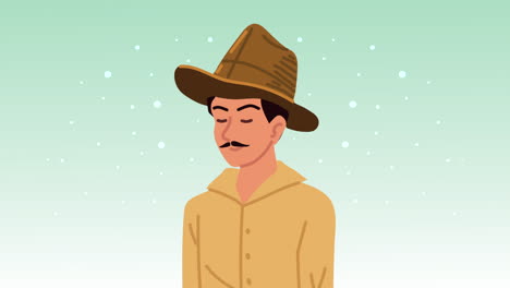 cultura india hombre granjero personaje
