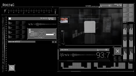 animación del procesamiento de datos sobre un fondo negro