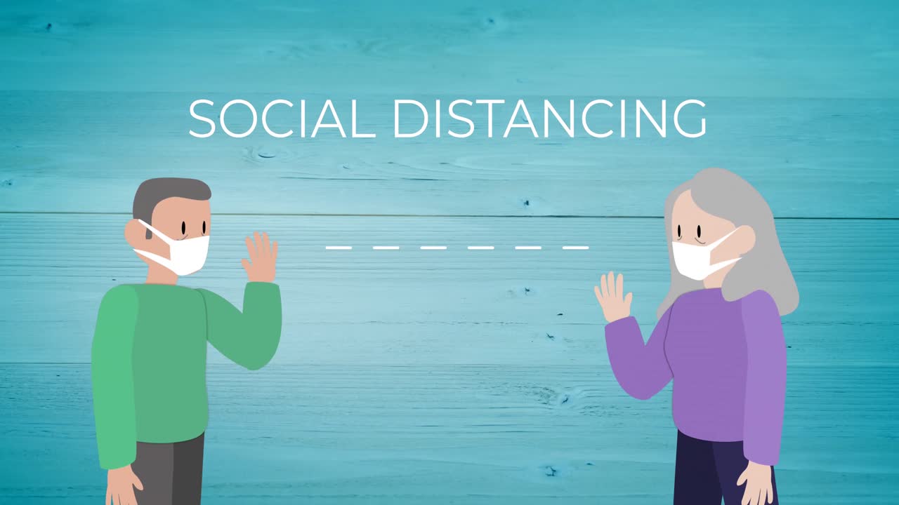 Coronavirus people social distancing with masks .