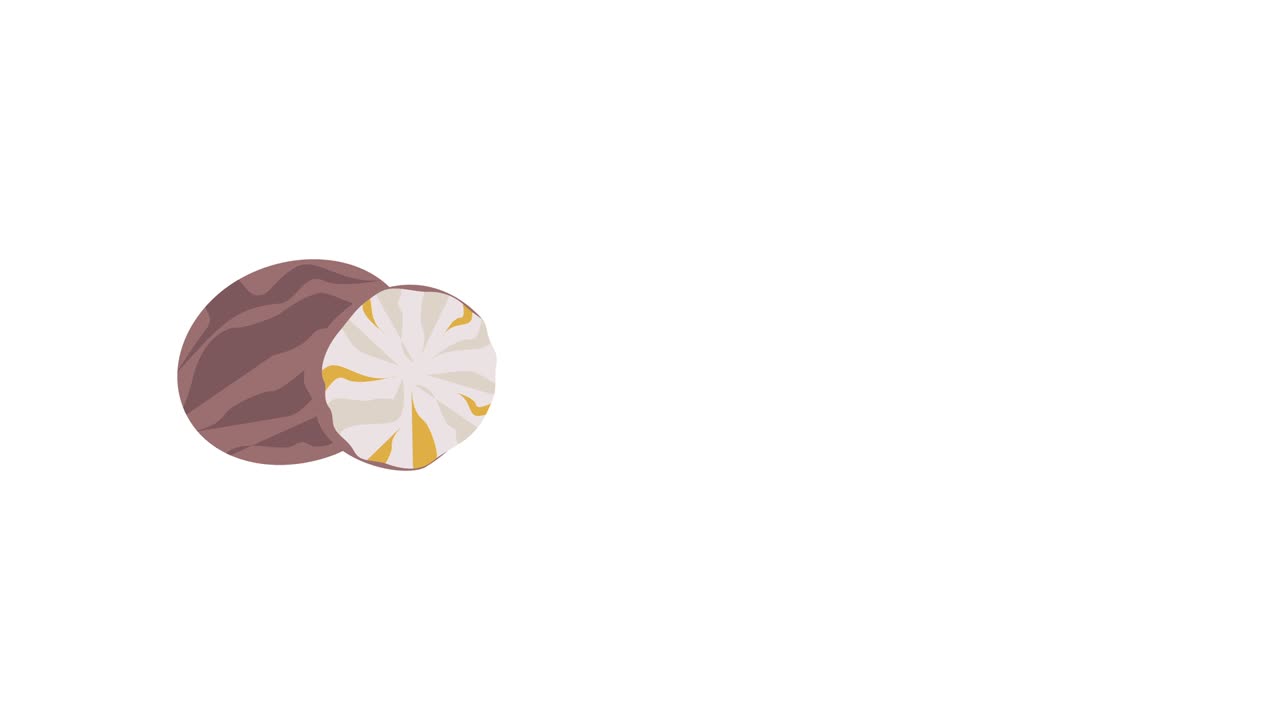 video en 4k de la fruta de coco de dibujos animados sobre un fondo blanco.