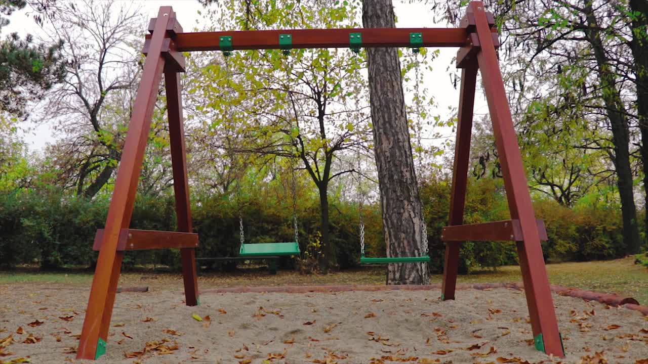 Haunted Swings Swinging At A Child Playground At A Park Free Stock Video  Footage Download Clips